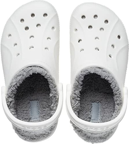 Crocs Unisex-Adult Ralen Lined Clogs | Fuzzy Slippers, White/Light Grey, 12 Women / 10 Men