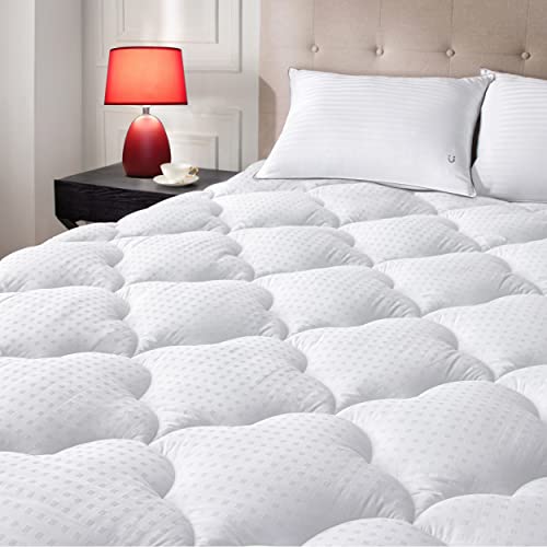 Bedsure Mattress Pad Twin Size - Soft Cotton Mattress Cover, Quilted Fitted Mattress Topper with Deep Pocket Fits 8-21 Inch Mattress, Breathable Pillow Top, White