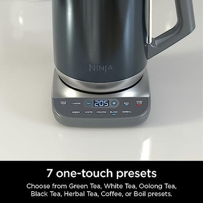 Ninja KT200BL Precision Temperature Electric Kettle, 1500 watts, BPA Free, Stainless, 7-Cup Capacity, Hold Temp Setting, Blue Stainless