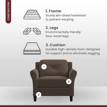 Lifestyle Solutions Harrington Armchair, 35.4" W x 32.0" D x 32.7" H, Brown