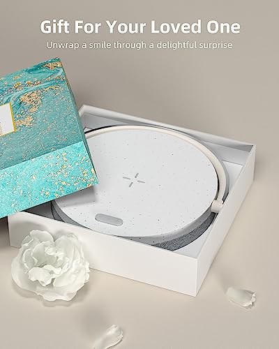 Gift for Her, EZVALO Music Table Lamp with Wireless Charger, 4 in 1 Touch Bedside Lamp, Portable Bluetooth Speaker, Phone Holder, Dimmable LED Night Light Birthday Gifts for Women, Men, Dad, Mom