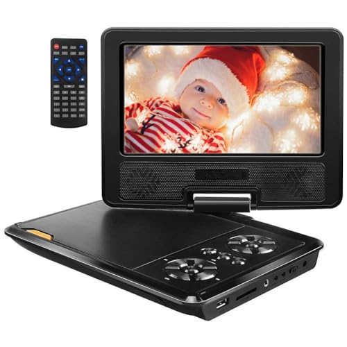 11.5’’ Portable DVD Player, 9.5’’ Rotatable Screen, Suitable for Children/Elderly/Car Travel, Support Sync TV/USB/SD Card, Speaker & Dual Headphone Jack, Black