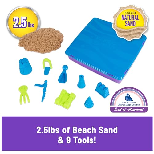 Kinetic Sand, Deluxe Beach Castle Playset with 2.5lbs of Beach Sand, Includes Molds and Tools, Sensory Toys, Christmas Gifts for Kids Ages 5 and up