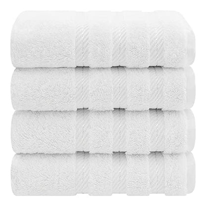 American Soft Linen Hand Towels, Set of 4, 100% Turkish Cotton Hand Towels for Bathroom, Kitchen, White