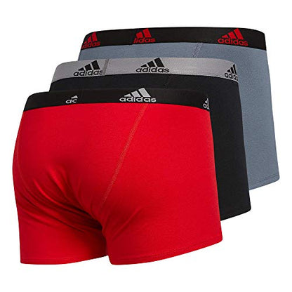 adidas Men's Stretch Cotton Trunk Underwear (3-Pack), Scarlet Red/Black/Onix Grey, XX-Large