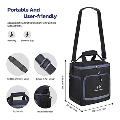 Maelstrom Lunch Box for Men,Insulated Lunch Bag Women/Men,Leakproof Lunch Cooler Bag,Lunch Tote Bag for Work,Small,Black