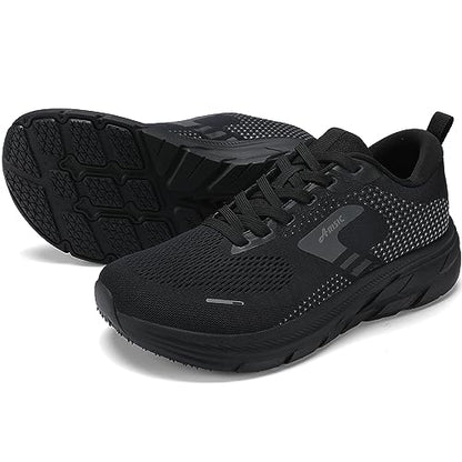 JJMIMAIFJ Wide Toe Box Shoes for Men Extra Wide Width Zero Drop Running Shoes Lightweight Breathable Neutral Cushioned Walking Shoes Athletic Tennis Wide Shoes Black