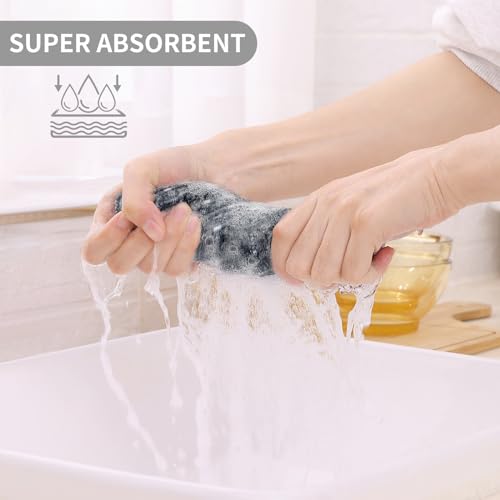 Fintale Kitchen Towels Dishcloths 100% Cotton - Soft and Super Absorbent Dish Towels for Kitchen - Perfect for Drying and Washing Dishes - 6 Pack (Lattice Designed, Grey) - 12 x 12 Inches