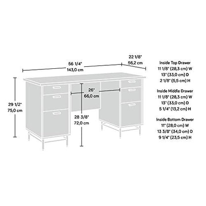 Sauder Anda Norr Executive Desk, L: 56.3" x W: 22.13" x H: 29.53", Sky Oak Finish