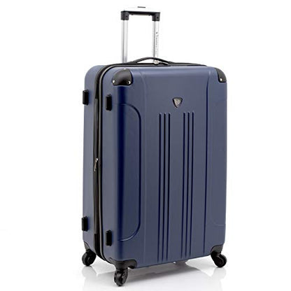 Travelers Club Chicago Hardside Expandable Spinner Luggages, Navy Blue, 5 Piece Set