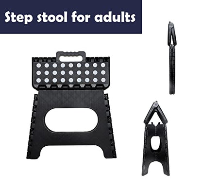 Fisiei Step Stool,Step stools for Adults,Folding Step Stool,Folding Stool,Foldable Stool,Small Step Stool for Kitchen,Bathroom,Living Room,Bedroom, Office, etc. (Black 13inch)