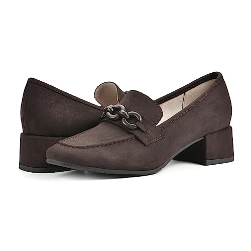 CLIFFS BY WHITE MOUNTAIN Women's Shoes Quinbee Block Heeled Loafer, Dk Brown/Suedette, 8 M