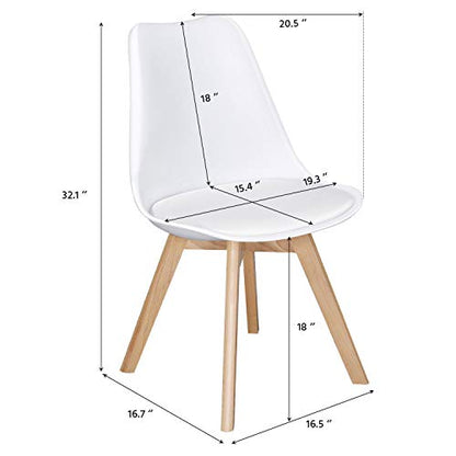 Yaheetech Chairs for Dining Room Dining Chairs DSW Chair Accent Shell Chair with Beech Wood Legs Modern Mid Century Eiffel Inspired Chair Dining Room Chairs Set of 4 Kitchen Chairs White,4Pcs