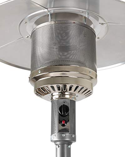 Amazon Basics 46,000 BTU Outdoor Propane Patio Heater with Wheels, Commercial & Residential, Slate Gray, 32.1 x 32.1 x 91.3 inches (LxWxH)