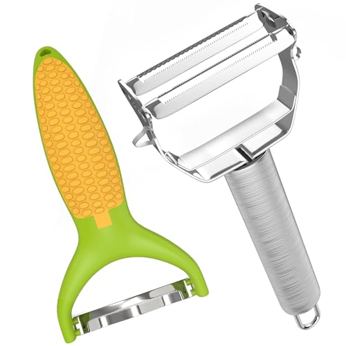 GloTika Corn Peeler Vegetable Peeler Set, Stainless Steel Cutter Slicer for Carrot Potato Vegetable, Corn Planer Thresher
