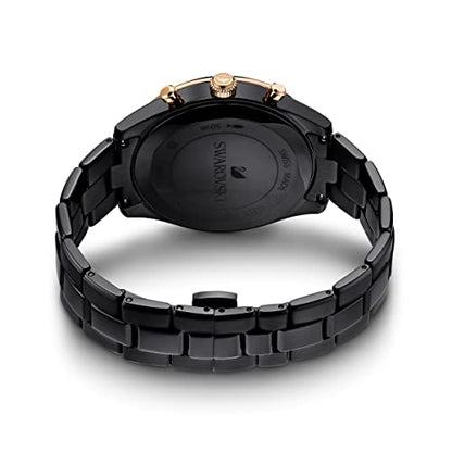 SWAROVSKI Unisex-Adult's Octea Lux Sport Stainless Steel Swiss Quartz Watch with Metal Strap, Black, Swiss Made