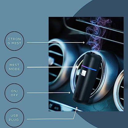 MYZI Car Diffuser Vent Clip - Car Diffusers for Essential Oils, Mini Diffuser for Car, Portable Car Oil Diffusers, Wireless Car Essential Oil Diffuser for Car, Travel Diffuser & 6 Refill Scents