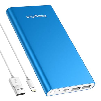 EnergyCell Pilot 4GS Portable Charger,12000mAh Fast Charging Power Bank Dual 3A High-Speed Output Battery Pack Compatible with iPhone 12 11 X Samsung S10 and More - Blue