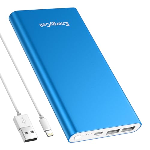 EnergyCell Pilot 4GS Portable Charger,12000mAh Fast Charging Power Bank Dual 3A High-Speed Output Battery Pack Compatible with iPhone 12 11 X Samsung S10 and More - Blue