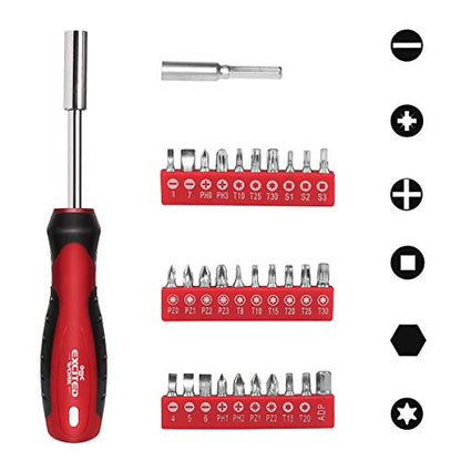 100 Piece Home Repair Tool Kit,EXCITED WORK General House Hand Tool Set with Plastic Storage Case- Socket Wrench Hammer