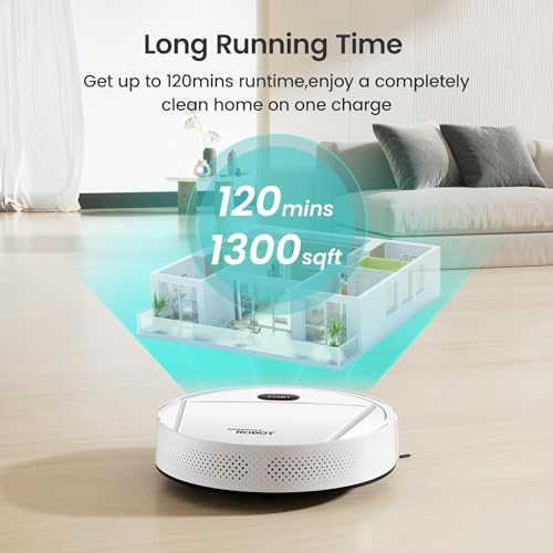 Ztot0p Sweeping Robot,Robot Vacuum Cleaner,Cleans Hard Floors to Medium-Pile Carpets,22000pa Super-Strong Suction,Ultra Slim Quiet,Integral Memory Multiple Cleaning Modes Vacuum Best for Pet Hairs 3