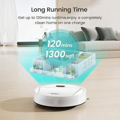 Ztot0p Sweeping Robot,Robot Vacuum Cleaner,Cleans Hard Floors to Medium-Pile Carpets,22000pa Super-Strong Suction,Ultra Slim Quiet,Integral Memory Multiple Cleaning Modes Vacuum Best for Pet Hairs 3