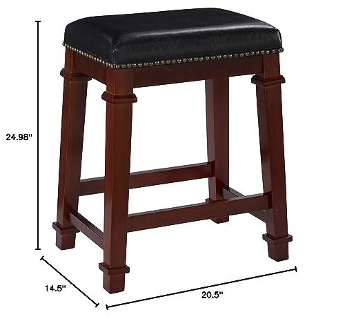 Linon Kennedy Backless PU Counter Stool, Black