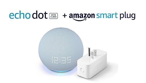 Echo Dot (5th Gen, 2022 release) with clock Cloud Blue with Amazon Smart Plug
