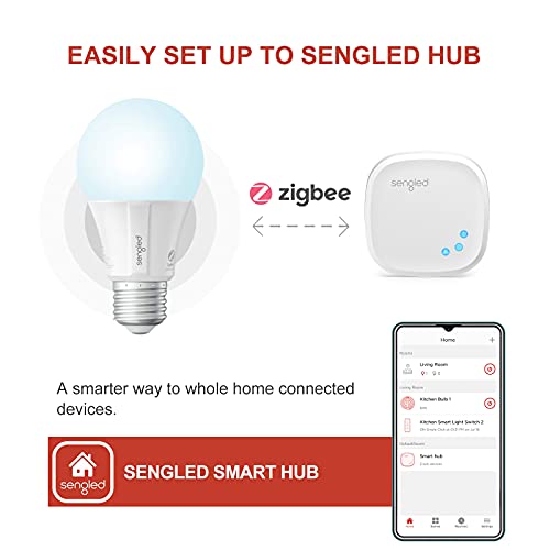 Sengled Zigbee Smart Light Bulbs, Smart Hub Required, Works with SmartThings and Echo with built-in Hub, Voice Control with Alexa and Google Home, Daylight 60W Equivalent A19 Alexa Light Bulb, 8 Pack