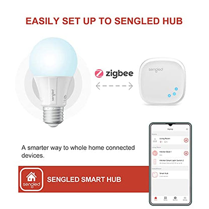 Sengled Zigbee Smart Light Bulbs, Smart Hub Required, Works with SmartThings and Echo with built-in Hub, Voice Control with Alexa and Google Home, Daylight 60W Equivalent A19 Alexa Light Bulb, 8 Pack
