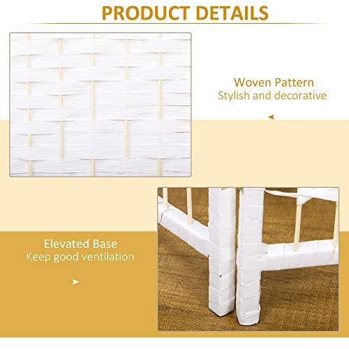 HOMCOM 6 Panel Room Divider, Folding Privacy Screen, 5.6' Room Separator, Wave Fiber Freestanding Partition Wall Divider for Rooms, Home, Office, White