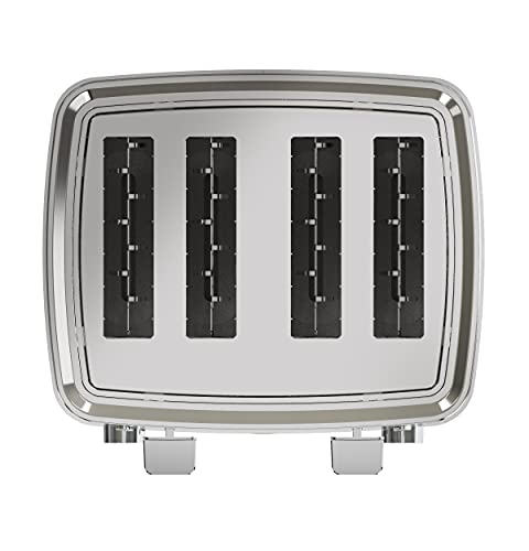 GE Stainless Steel Toaster | 4 Slice | Extra Wide Slots for Toasting Bagels, Breads, Waffles & More | 7 Shade Options for the Entire Household to Enjoy | Countertop Kitchen Essentials | 1500 Watts