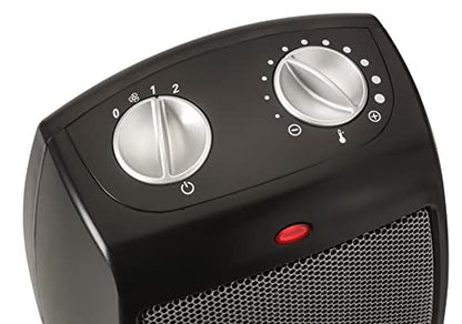 Lasko Ceramic Tabletop Space Heater for Home with Adjustable Thermostat and 2 Speeds, 9 Inches, Black, 1500W, CD09250