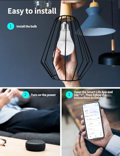 Smart Light Bulbs, E26 A19 Multicolor WiFi RGB Color Changing Light Bulbs, Dimmable, Compatible with Alexa/Google Assistant and Remote App Control, 800LM, 2800~6000K, 4pack
