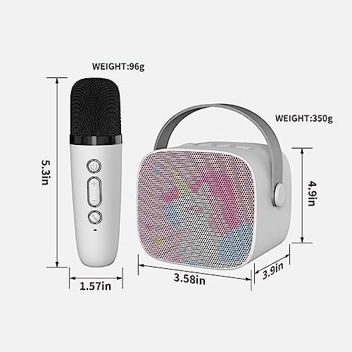Snowall Mini Karaoke Machine for Kids, Portable Bluetooth Speaker with Wireless Microphone，Kids Music Player Toys for Girls and Boys,3,4, 5, 6, 7, 8+ Years Old, Teens Birthday (White-Unicorn)