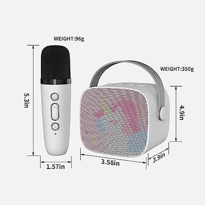 Snowall Mini Karaoke Machine for Kids, Portable Bluetooth Speaker with Wireless Microphone，Kids Music Player Toys for Girls and Boys,3,4, 5, 6, 7, 8+ Years Old, Teens Birthday (White-Unicorn)