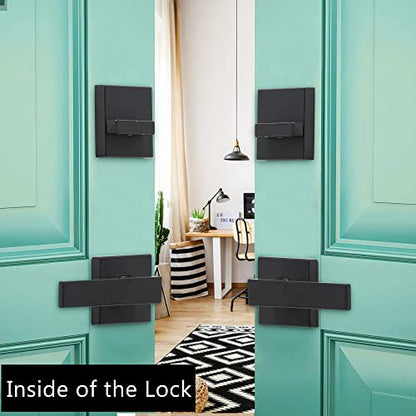 KIAYACI Front Door Handleset Double Door Lock Set Black Door Handle Deadbolt Locks for Doors Entry Door Locksets with Deadbolt Single Cylinder HandleSet with Circle Handle Lower Half Grip Matte Black