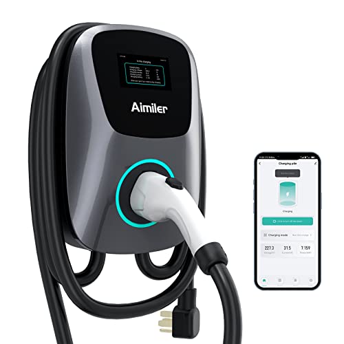 Aimiler EV Charger Level 2, 48A 240V 11.5KW Smart Electric Vehicle Charger with NEMA 14-50P, 25ft-Cable ETL Listed Indoor/Outdoor Car Charging Station with App, Wi-Fi and Bluetooth Enabled EVSE