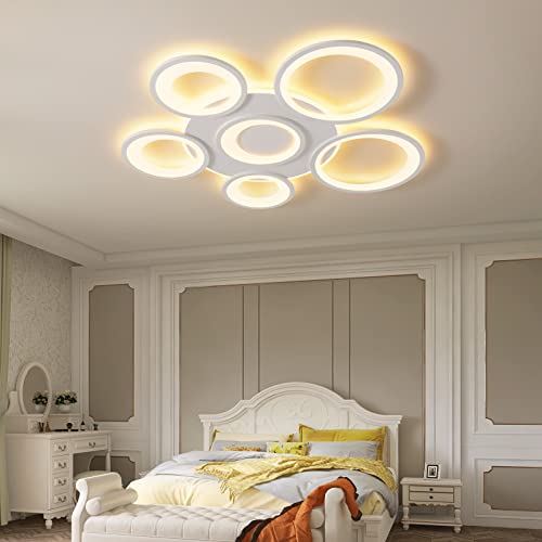 RUIBOOXIN Modern LED Ceiling Light 38.2in 90W Dimmable LED Ceiling Lights with Remote Control 6 Squares Frame Semi Flush Mount Ceiling Light Fixtures for Living Room Dining Room Bedroom Kitchen…