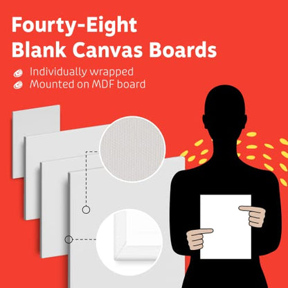 Artlicious Canvases for Painting - Pack of 12, 8 x 10 Inch Blank White Canvas Boards - 100% Cotton Art Panels for Oil, Acrylic & Watercolor Paint