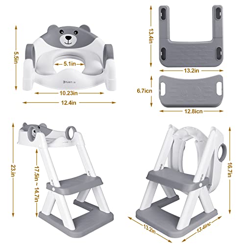 Kylinton® Potty Training Seat, Upgrade 2 in 1 Potty Training Toilet Seat and Step Stools for Kids, Splash Guard Anti-Slip Pad Potty Seat for Boys Girls, Triangle Foot Step Design Most Sturdy (Grey)