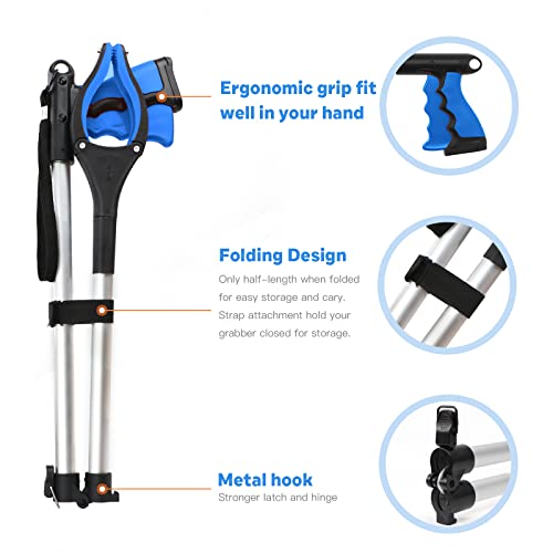 ALFELE Grabber Tool 2 Pack, Long 32" Reacher Grabber Pickup Tool with 4" Wide Claw Opening, Strong Grip Magnetic Tip Lightweight Trash Picker Claw Grabber Reacher Tool Elderly Reaching