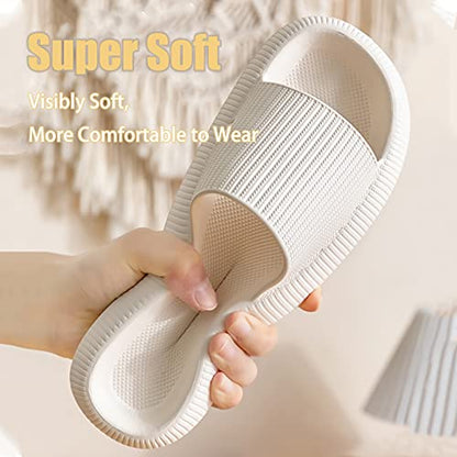 Cloud Slippers for Women and Men, Rosyclo Pillow Massage Shower Bathroom Non-Slip Quick Drying Open Toe Super Soft Comfy Thick Sole Home House Cloud Cushion Slides Sandals for Indoor & Outdoor Platform Foam Shoes