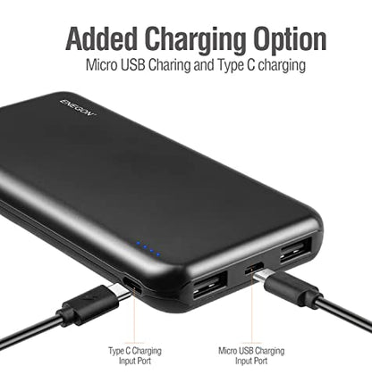 ENEGON 2-Pack Portable Charger Power Bank 10000mAh, The Phone Charger Battery with USB C Input and Dual USB Output for iPhone 14, iPad, Galaxy S22, Pixel, Tablets and etc