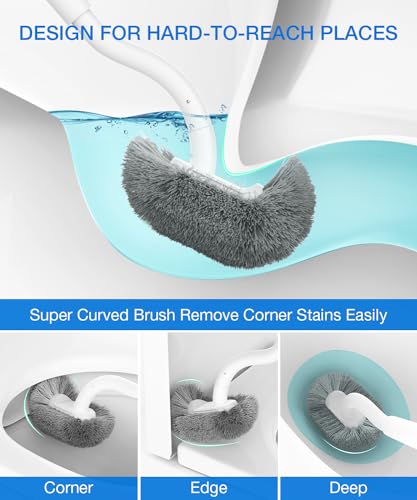 Toilet Bowl Brush and Holder, OSCIOSS Toilet Brush Set with Ergonomic Design, Compact Size, Durable Bristles, Toilet Brushes & Holders for Dead Corner Clean, White