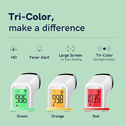Non-Contact Thermometer for Adults and Kids, Fast Accurate Thermometer with Fever Alarm, 1S Reading & Silent Mode, Easy to Use for Baby, Kids & Elderly