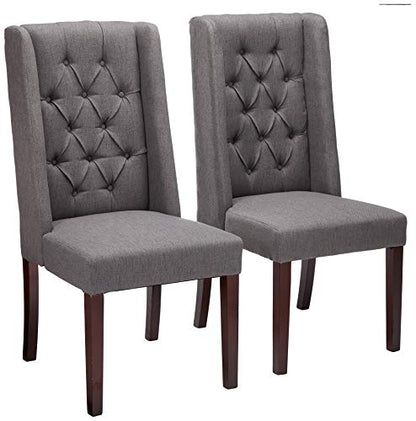 Christopher Knight Home Blythe Tufted Fabric Dining Chairs, 2-Pcs Set, Dark Grey / Brown