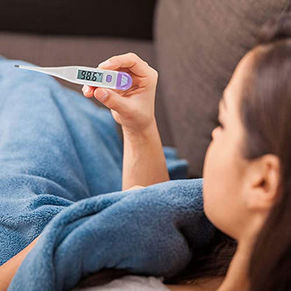 MABIS Digital Thermometer for Babies, Children and Adults for Oral, Rectal or Underarm Use Clinically Accurate Within 60 Seconds, Purple