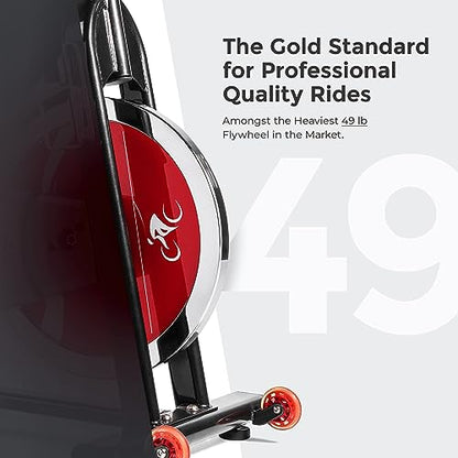 Sunny Health & Fitness Indoor Cycling Exercise Bike with Heavy-Duty 49 LB Chrome Flywheel, Stationary Bike with Customizable Comfort with 275 LBS. Max Weight - ‎SF-B1002