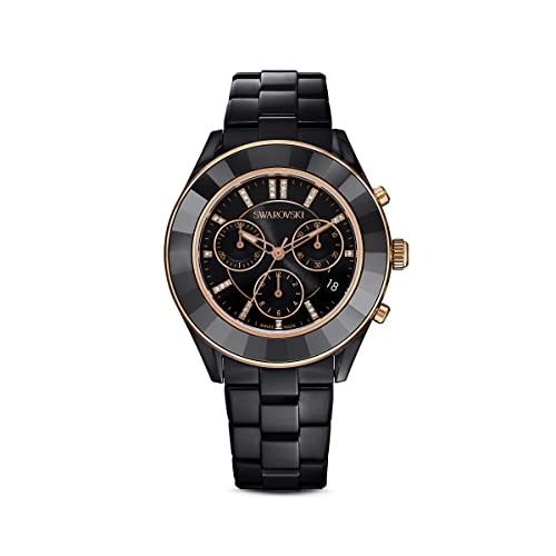 SWAROVSKI Unisex-Adult's Octea Lux Sport Stainless Steel Swiss Quartz Watch with Metal Strap, Black, Swiss Made
